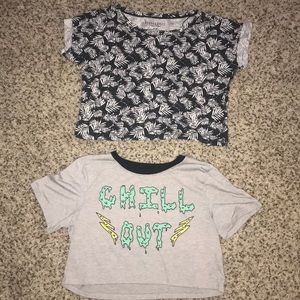 2 PACSUN Crop Tops Chill Out / Palm Tree Bundle